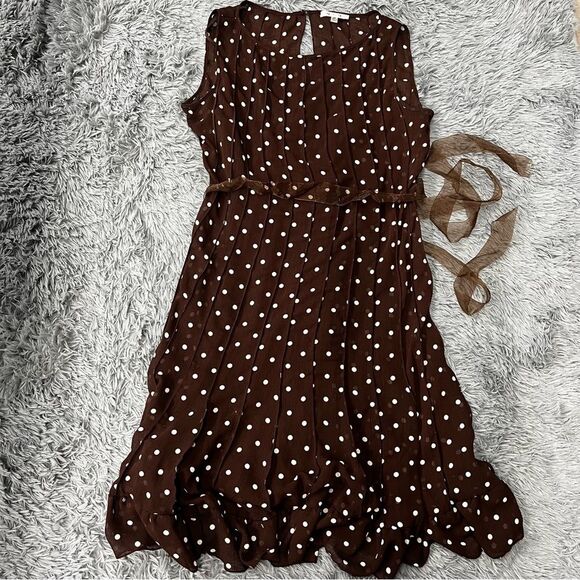 Sandra Darren Brown Polka Dot Dress - Picture 1 of 9